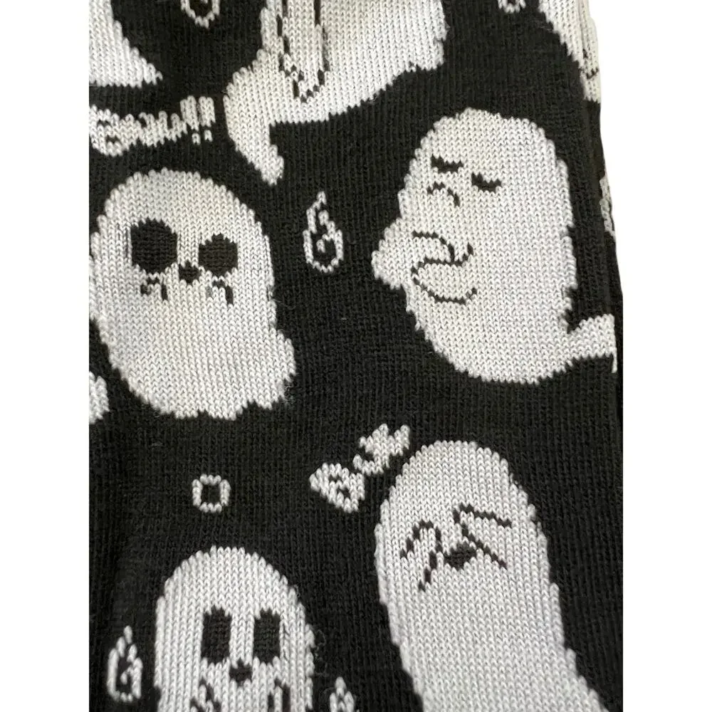 Ghost Socks 3 Pair Unisex Lot Black White Halloween Spooky Goth Tall Socks
